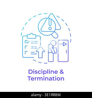 Discipline and termination blue gradient concept icon Stock Vector