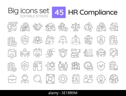 HR compliance line icons set Stock Vector