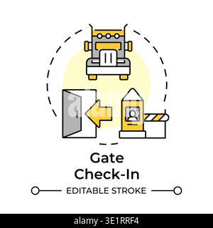Gate check in multi color concept icon Stock Vector