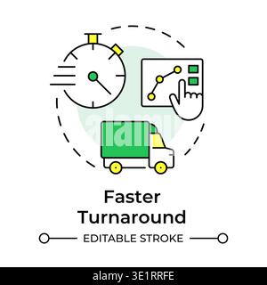 Faster turnaround multi color concept icon Stock Vector