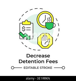 Decrease detention fees multi color concept icon Stock Vector