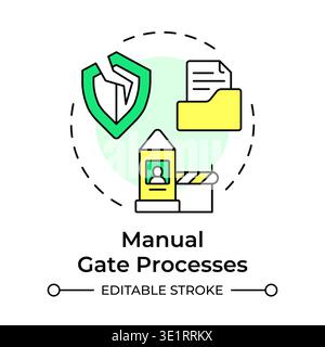 Manual gate processes multi color concept icon Stock Vector
