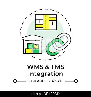 WMS and TMS integration multi color concept icon Stock Vector