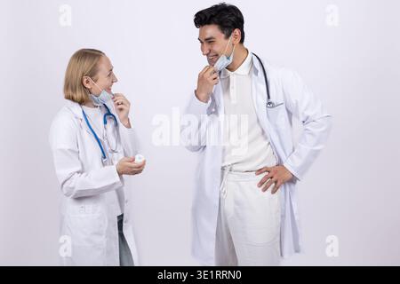 Two doctors discussing medical case Stock Photo
