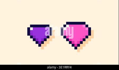 Pixel art 8 bit color tiny diamonds.  Stock Vector