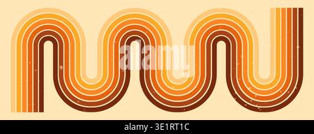 Groovy rainbow stripe lines with 70s vibes. Stock Vector