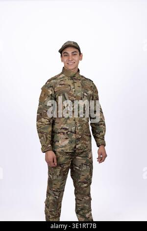 Soldier in camouflage uniform looking at the camera Stock Photo