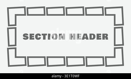 Retro rectangular title panel featuring a bold section header text area surrounded by a repeating geometric block border. Stock Vector