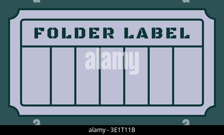 Rectangular folder label illustration with a bold heading and evenly spaced vertical columns for filing or categorization. Stock Vector