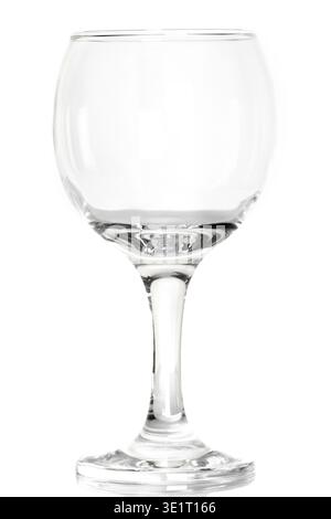 Empty clear transparent wine glass single object isolated on pure white background Stock Photo