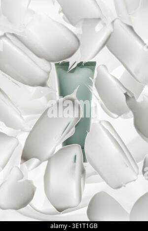 Cosmetic Tube Behind White Cream Smears Stock Photo