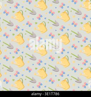 Spring Gardening Tools Pattern Stock Vector