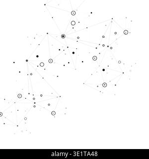 Set abstract vector illustrations depicting interconnected nodes and lines, resembling molecular structures or digital network Stock Vector