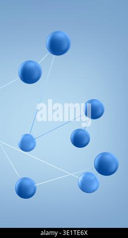 Abstract 3d rendering showing blue spheres forming a molecular or data network on a light blue background Stock Photo