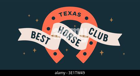 Horseshoe sign. Horseshoe ribbon symbol Stock Vector