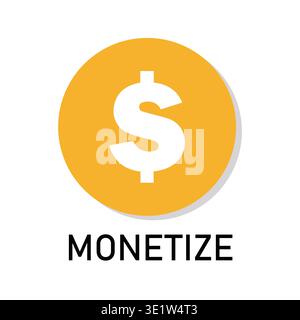 Professional Dollar Sign Monetize Vector Icon in Yellow Circle for Business and Finance Concept Stock Vector