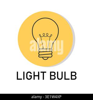 Professional Light Bulb Vector Icon in Yellow Circle for Creative Idea and Innovation Concept Stock Vector