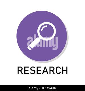Professional Research Magnifying Glass Vector Icon in Purple Circle for Analysis and Search Concept Stock Vector