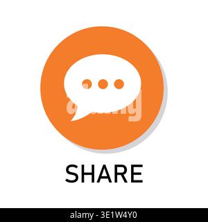 Professional Share Speech Bubble Vector Icon in Orange Circle for Communication and Social Concept Stock Vector