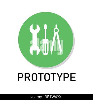 Professional Prototype Tools Vector Icon in Green Circle for Engineering and Product Design Concept Stock Vector