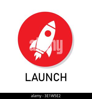 Professional Launch Rocket Vector Icon in Red Circle for Startup Business and Space Concept Stock Vector
