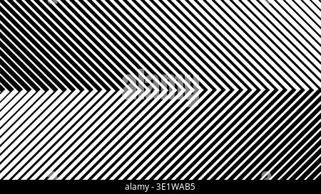 Dynamic arrow pattern with halftone lines creating forward motion. Geometric black and white gradient background with thick to thin transition for modern sport design templates. Stock Vector