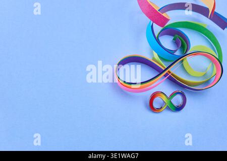 Rainbow infinity symbols representing neurodiversity and autism awareness Stock Photo