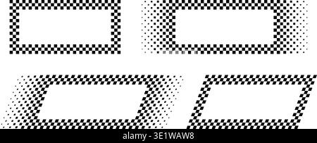 Classic checkered border frame with black and white racing flag pattern. Perfect for motorsport designs, finish line graphics, and competitive game templates. Stock Vector