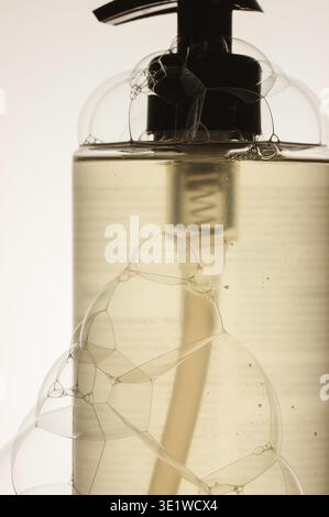 Close Up Transparent Shower Gel Bottle Stock Photo