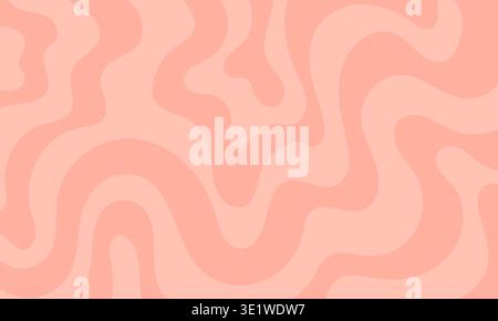 Pink psychedelic groovy hippie pattern. Hippie groovy abstract vector pattern, colorful swirls backdrop. Funky trippy print or liquid background with psychedelic or hypnotic pink wavy lines Stock Vector