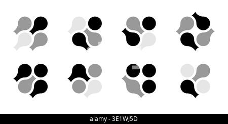 Bio cell logo, medical circuit diagonal sign. Alphabet curves as modern arrow. Innovative science integrated symbol. Connected dots merge as molecule Stock Vector