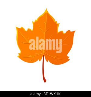 Thanksgiving day marple orange leaf cartoon september object. Thanksgiving october celebration, autumn holiday isolated vector decoration. Fall season marple tree yellow color leaf Stock Vector