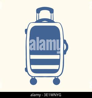 Rolling suitcase icon in flat style. Simple travel luggage illustration for tourism, vacation planning, airport services and travel app design. Stock Vector