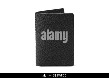 Mock-up a Luxury Black textured leather passport cover and holder for organized travel isolated on White Background a fashion accessory Stock Photo