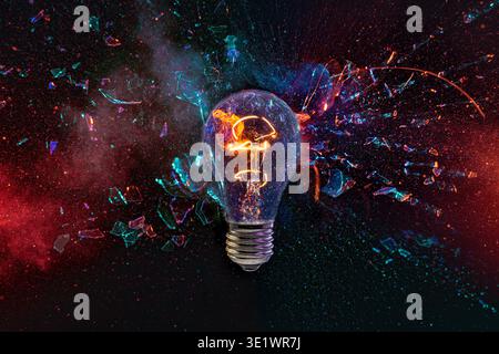 Real Light bulb shattering high speed photo Stock Photo