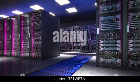 Server racks 3d data center Stock Photo