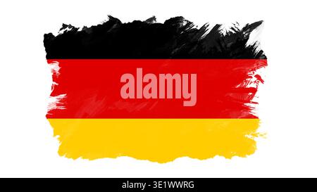 German flag in grunge draw effect isolated on white background as design element. National flag of Germany. Stock Photo