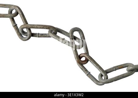 Old rusty iron chain isolated on white background. Stock Photo