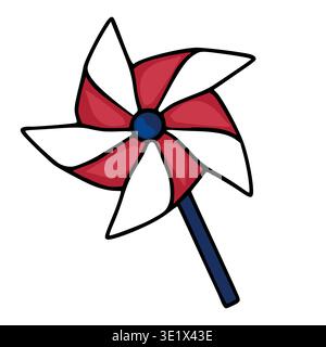 Festive red and white pinwheel vector illustration, isolated on white Stock Vector