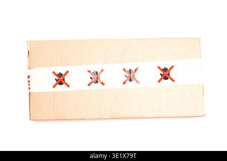 Cardboard box isolated on white background. Top view Stock Photo
