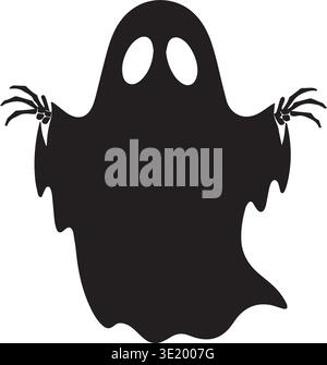 Hooded Phantom Reaper Holding Staff Under Ominous Silent Moonlight Shadows Stock Vector