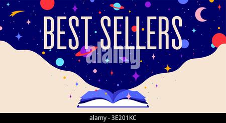 Book, Imagination, Dreams. Cosmos book, space imagination Stock Vector