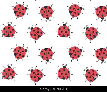 Ladybug pattern. Vector illustration in a flat style. Isolated on a white background. Stock Vector