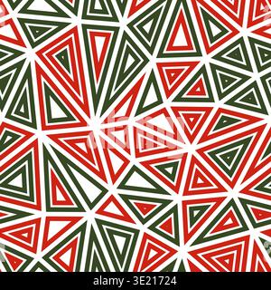 Geometric template background. Large triangle size. Multiple repeated inner triangles. Multicolored style. Repeatable pattern. Modern vector tiles. Stock Vector