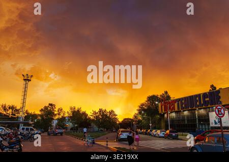 23 Feb 2026, Santa Rosa, Argentina Spectacular evening stormy sky in Argentina, with dramatic storm and dust clouds Stock Photo