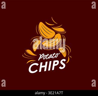 Crispy fried potato chips icon for salted snack Stock Vector