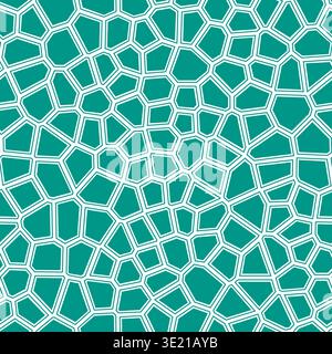 Voronoi tessellation seamless pattern. Irregular polygonal cells create a continuous geometric design. Stock Vector