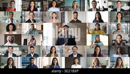 Multiple mosaic portrait of diverse businesspeople, freelancers, entrepreneurs Stock Photo