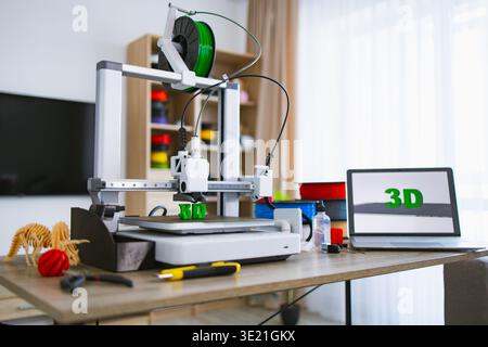 3D Printer Creating Objects Stock Photo