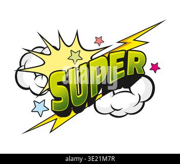 Cartoon pop art super sound effect, speech bubble Stock Vector